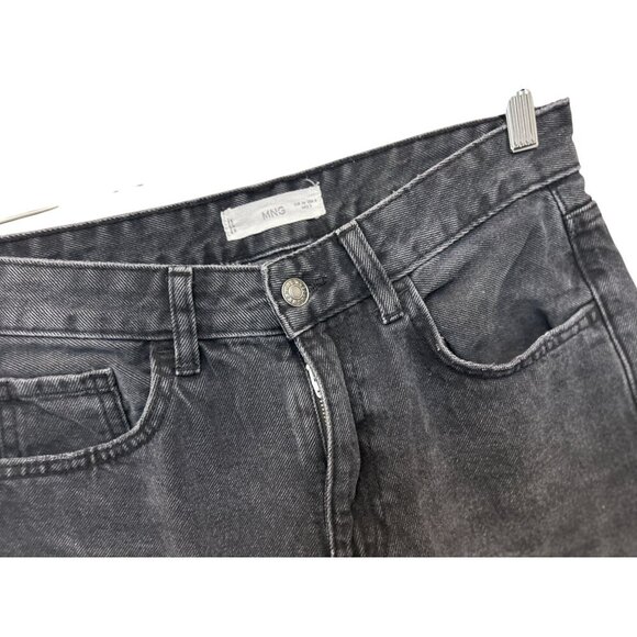 MNG Womens High-Waisted Black Washed Straight-Leg Denim Jeans Size 4 - Picture 3 of 14